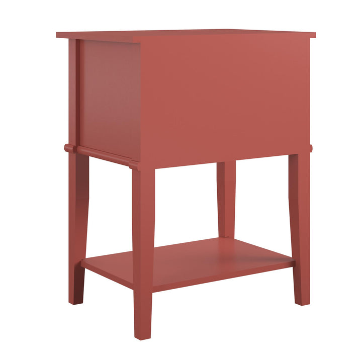 Franklin Nightstand Table with 2 Drawers and Lower Shelf - Terracotta