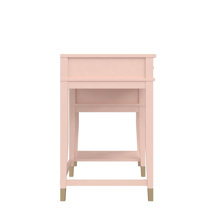 Westerleigh Lift-Top Computer Desk with Gold Accents - Pink