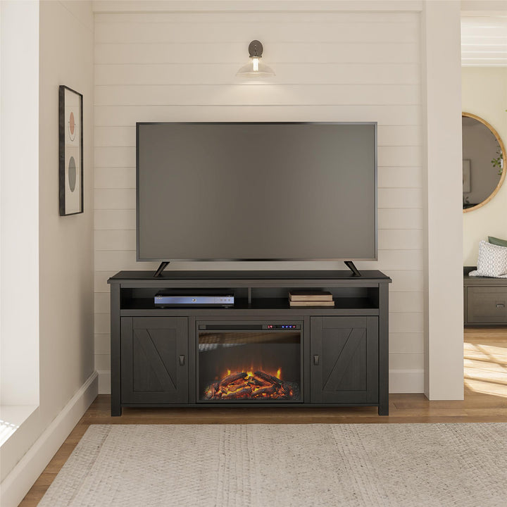 Farmington Electric Fireplace TV Console for TVs up to 60 Inch - Black Oak