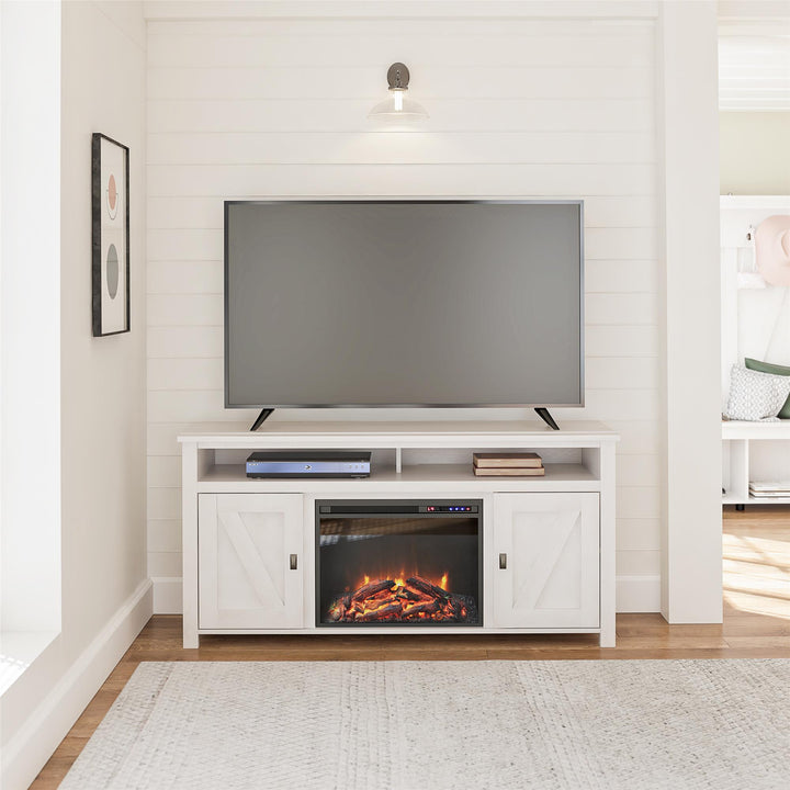 Farmington Electric Fireplace TV Console for TVs up to 60 Inch - Ivory Oak