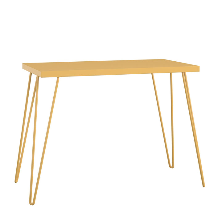 Owen Retro Computer Desk with Large Worksurface and Hairpin Legs - Yellow