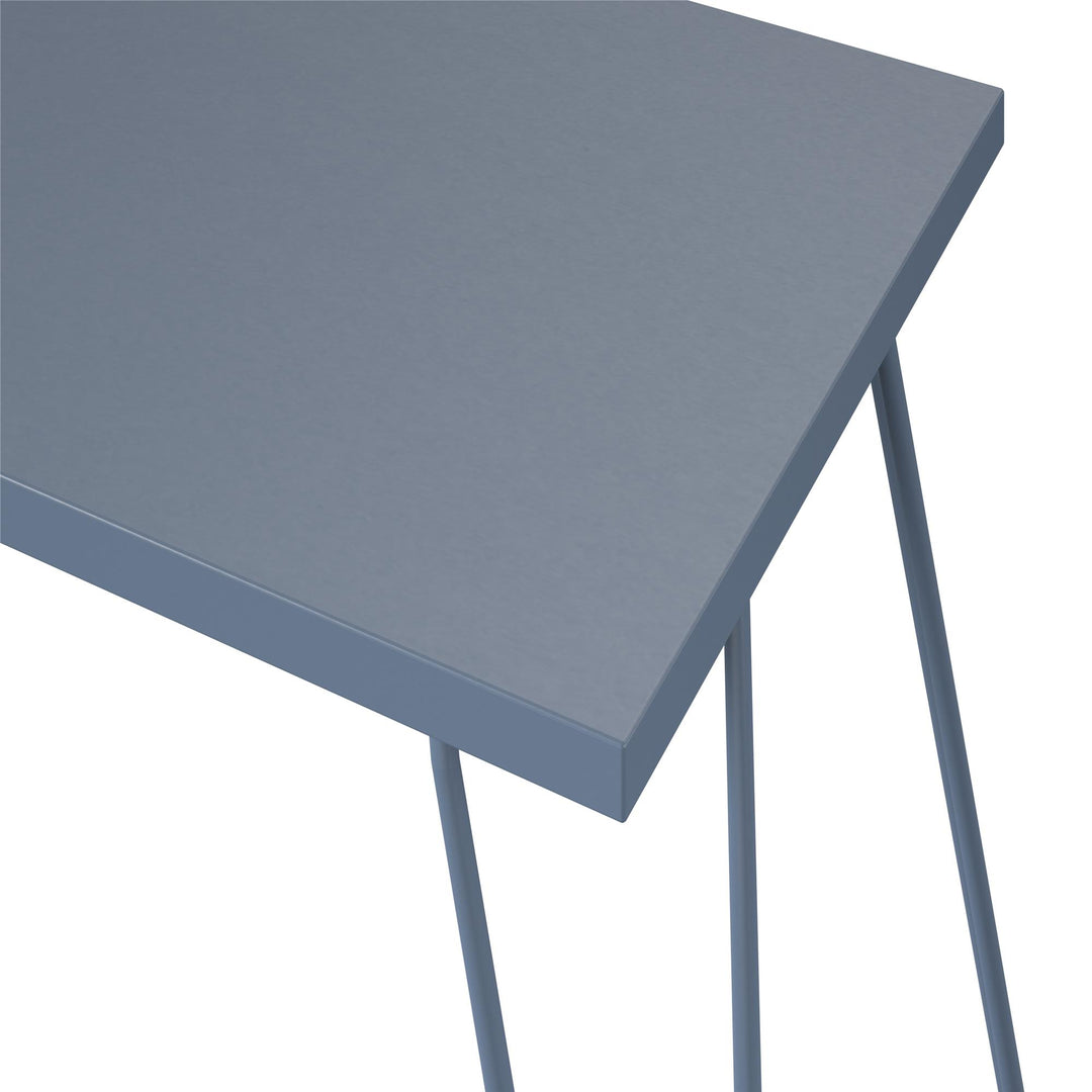 Owen Retro Computer Desk with Large Worksurface and Hairpin Legs - Blue
