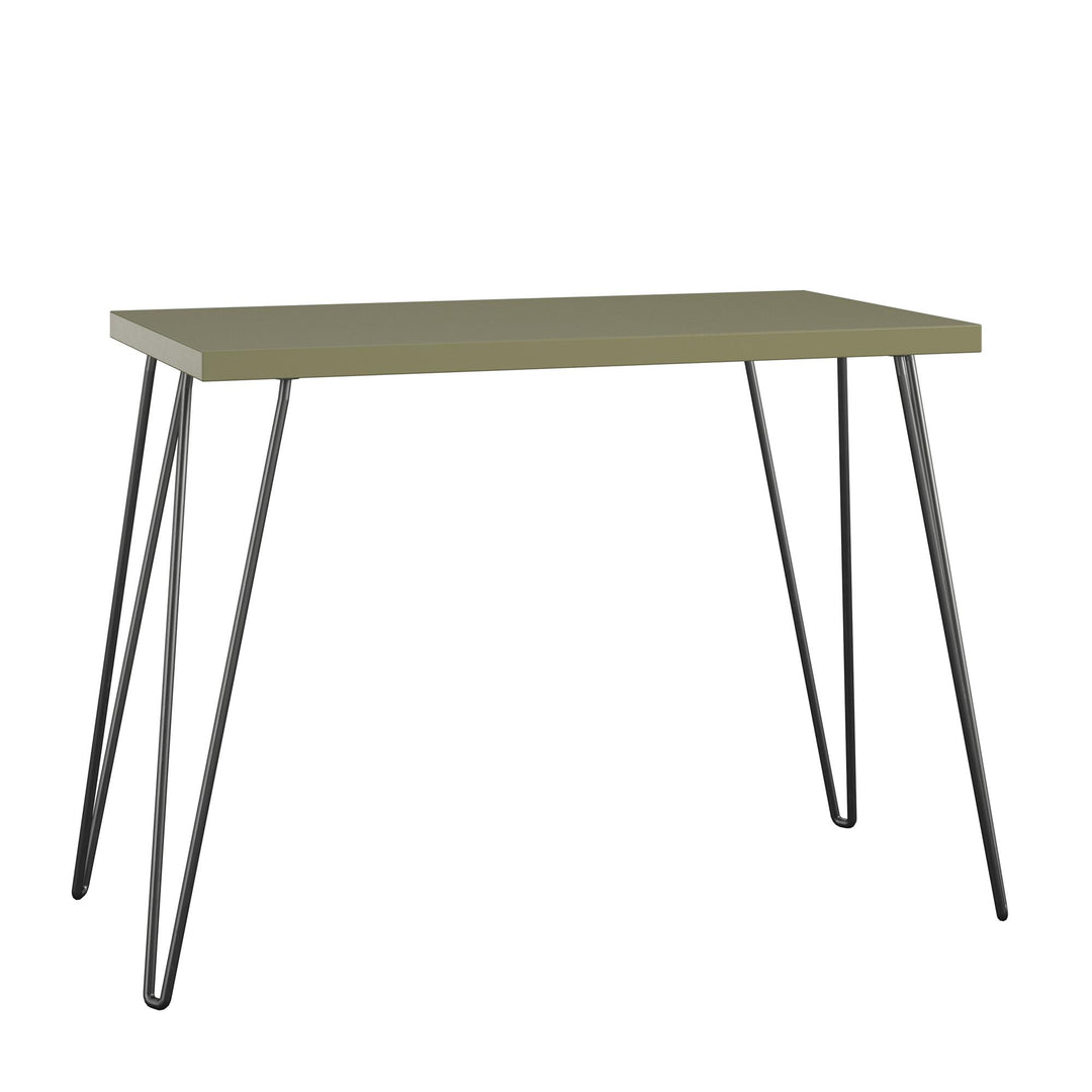Owen Retro Computer Desk with Large Worksurface and Hairpin Legs - Olive Green