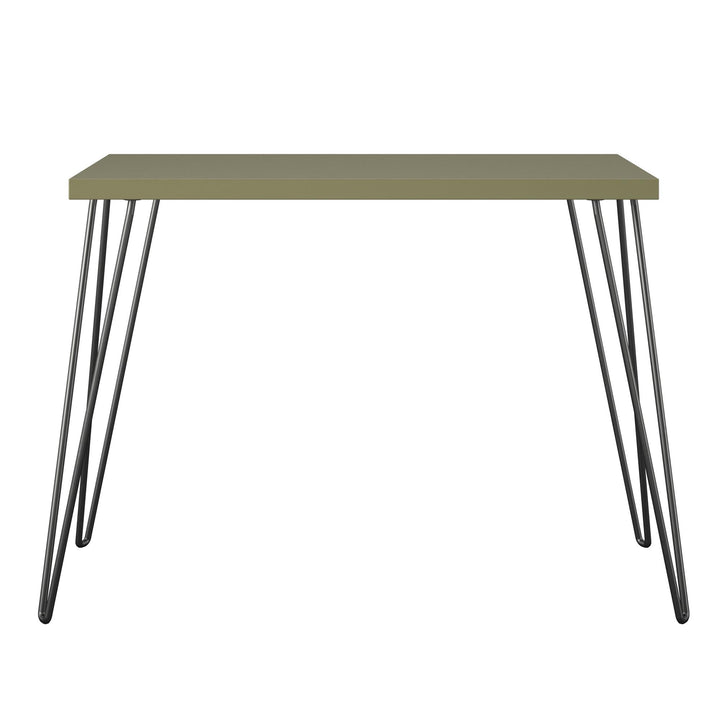 Owen Retro Computer Desk with Large Worksurface and Hairpin Legs - Olive Green