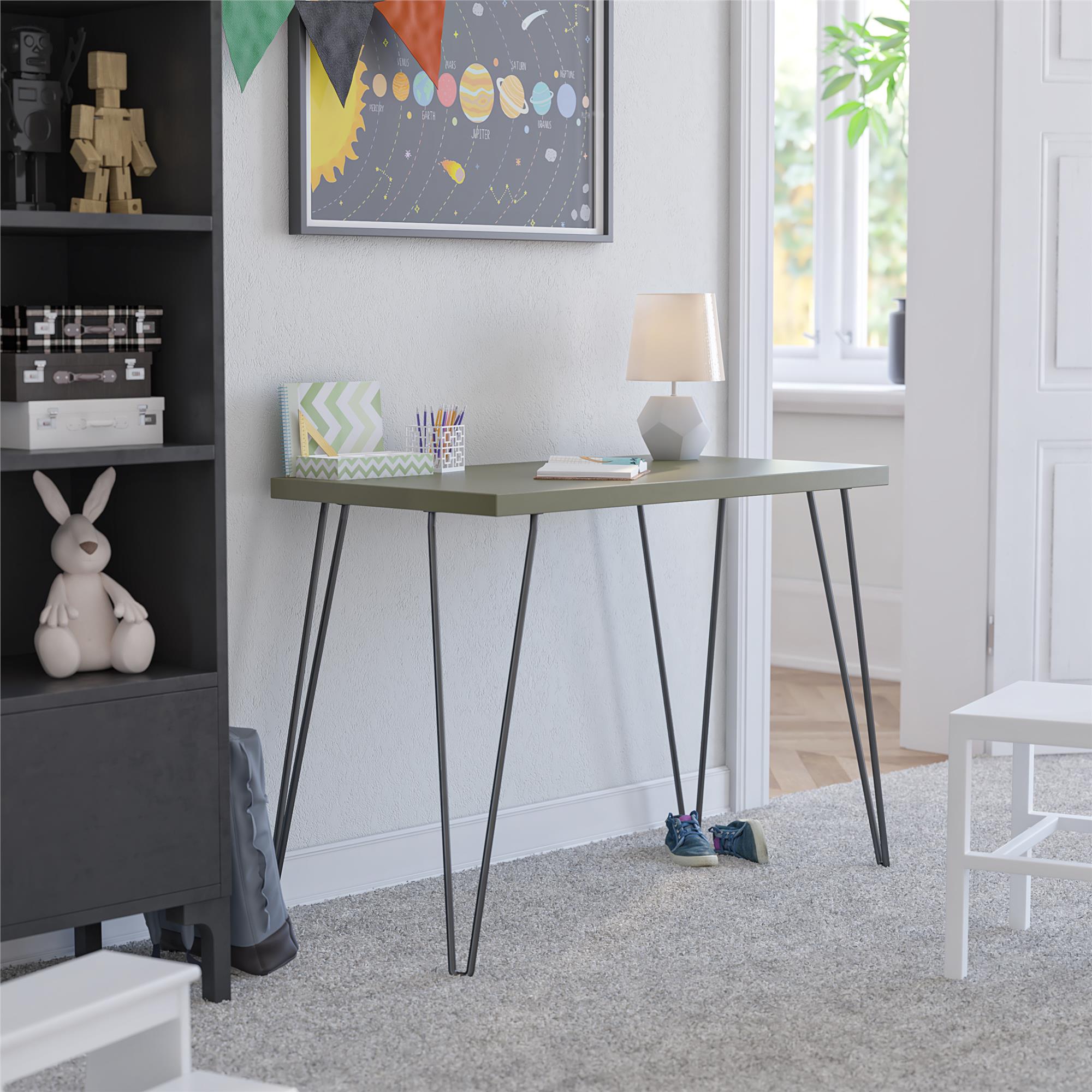 Owen Retro Computer Desk with Large Worksurface and Hairpin Legs