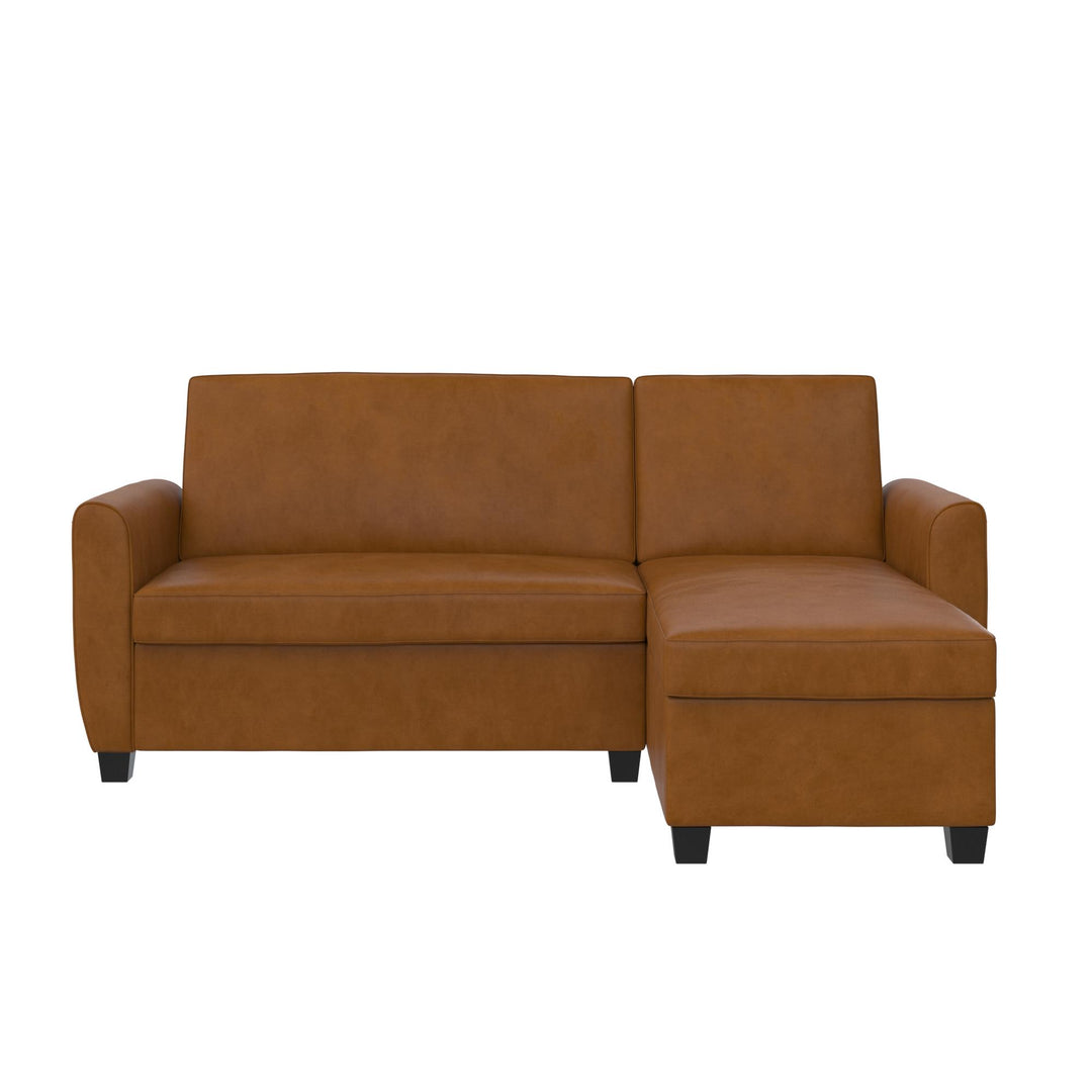 Noah Sectional Sofa Bed with Storage and Reversible Chaise - Camel - Twin