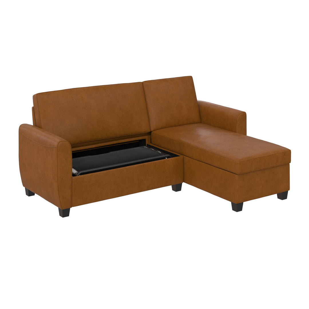 Noah Sectional Sofa Bed with Storage and Reversible Chaise - Camel - Twin