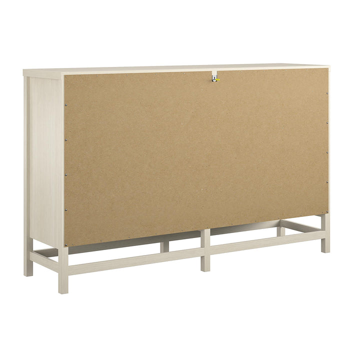 Lennon 6 Drawer Dresser with Faux Rattan and Gold Metal Handles - Ivory Oak - 6 Drawer