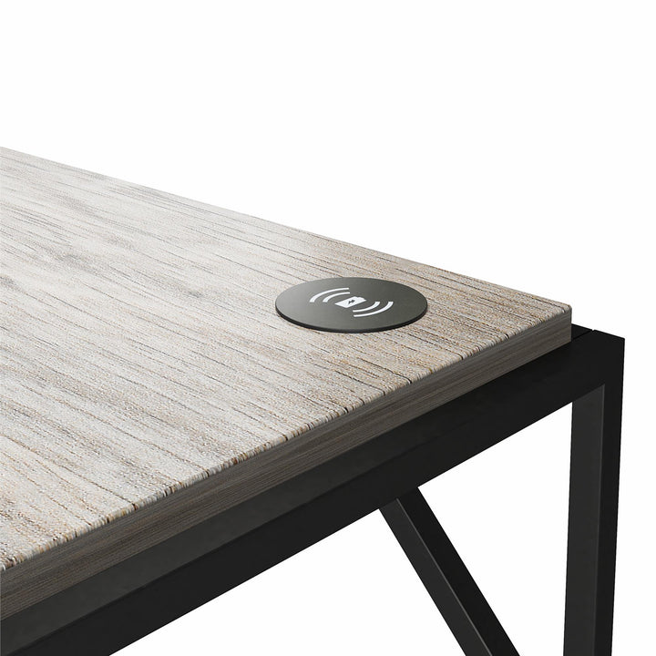 Workspace with Wireless Charging Outlet - Gray Oak