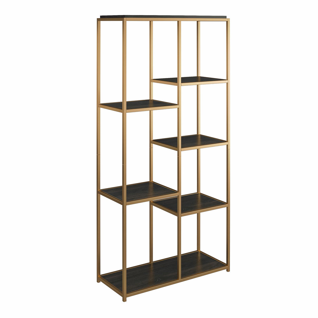 Fayette 5 Open Shelf Bookcase with Sturday Metal Frame - Espresso