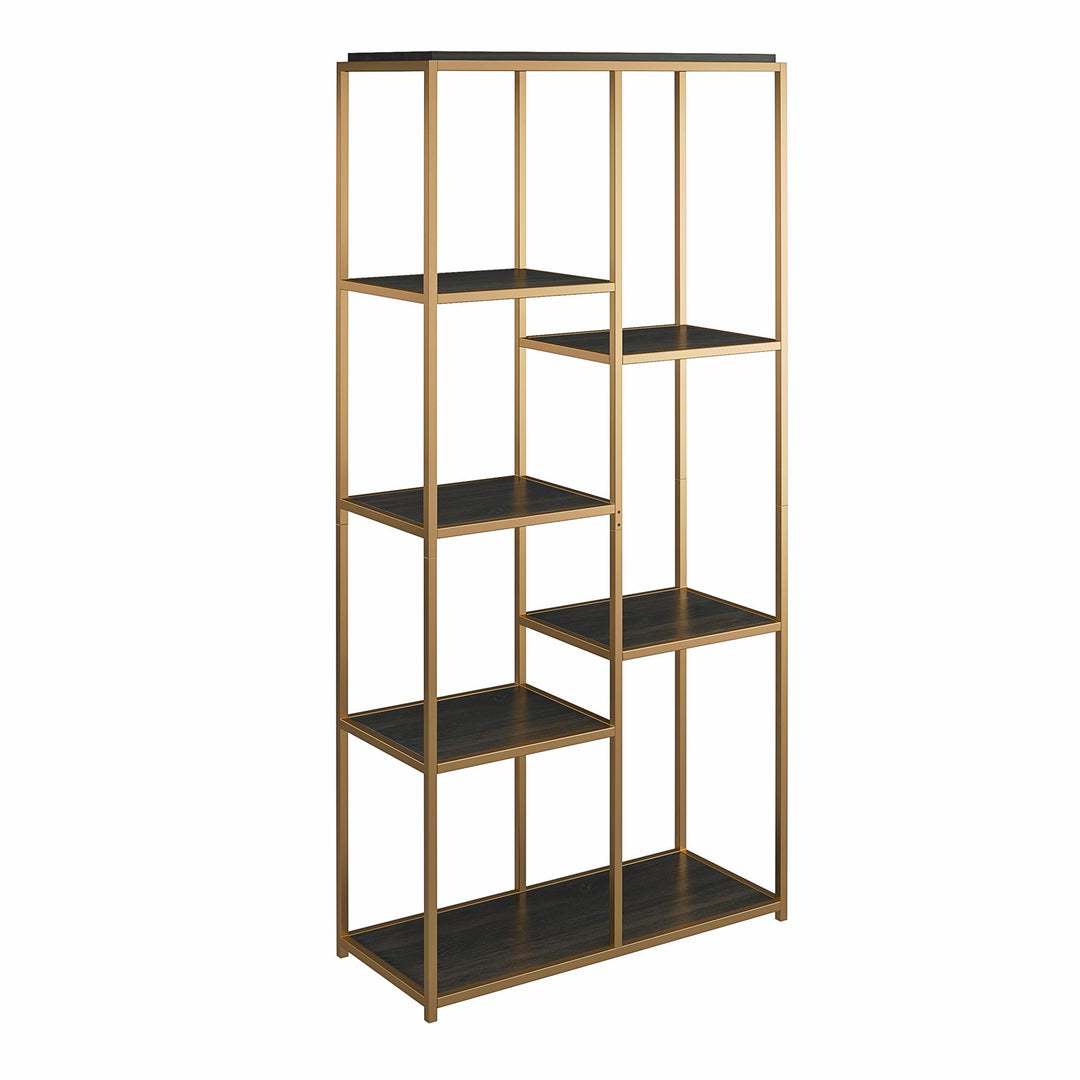 Fayette 5 Open Shelf Bookcase with Sturday Metal Frame - Espresso