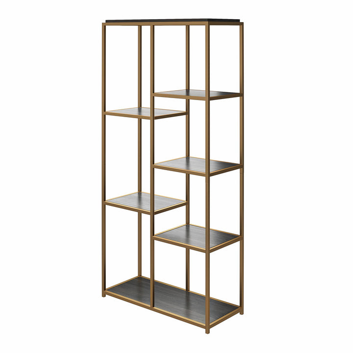 Fayette 5 Open Shelf Bookcase with Sturday Metal Frame - Espresso