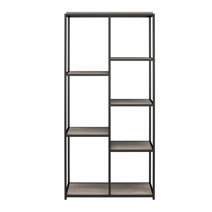 Fayette 5 Open Shelf Bookcase with Sturday Metal Frame - Gray Oak