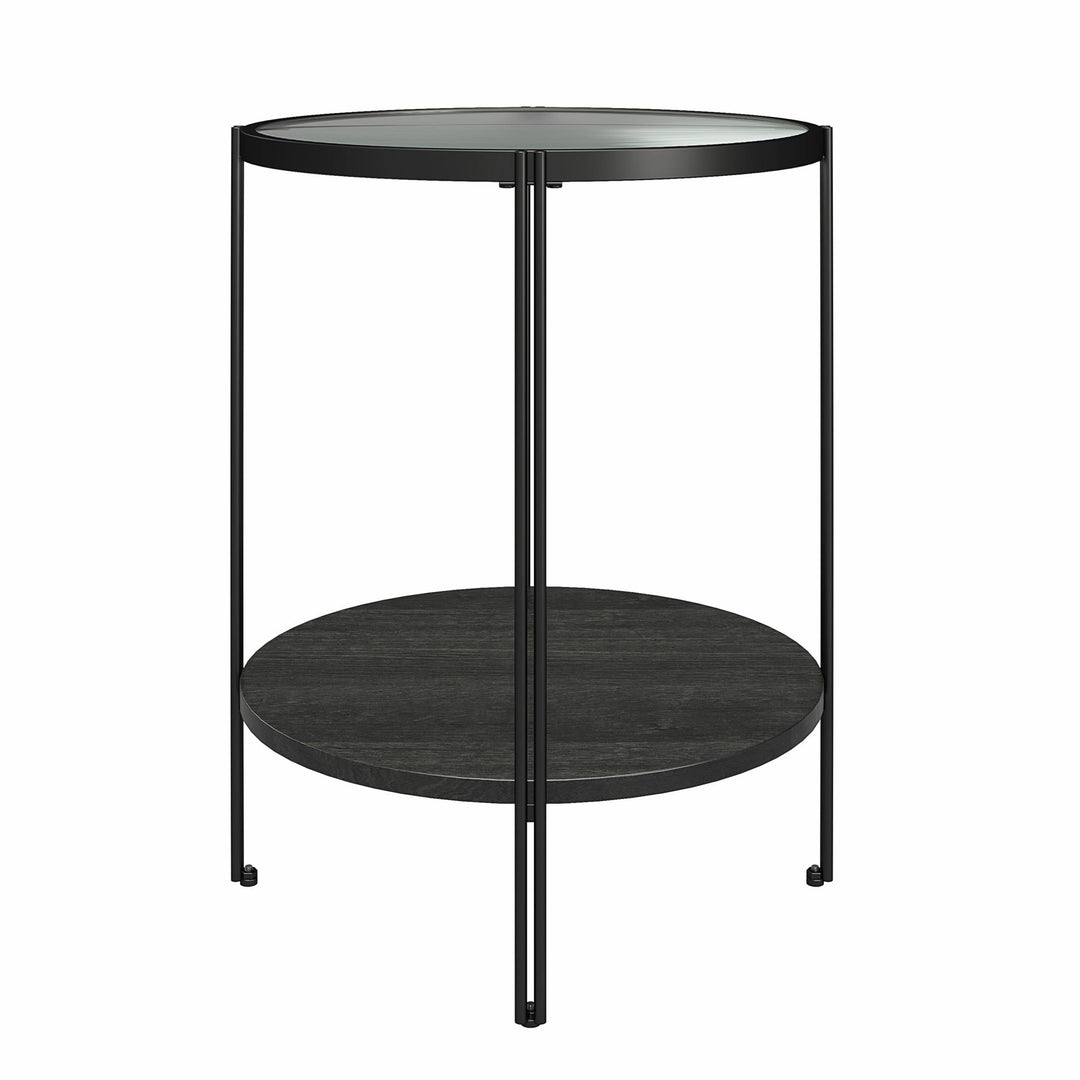 Spacious Round Tabletop to Keep Essentials Within Reach - Black Oak