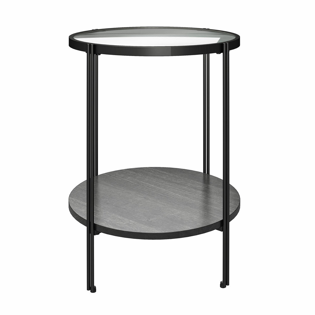Compact and Easy-to-Assemble Vance Round End Table - Black Oak