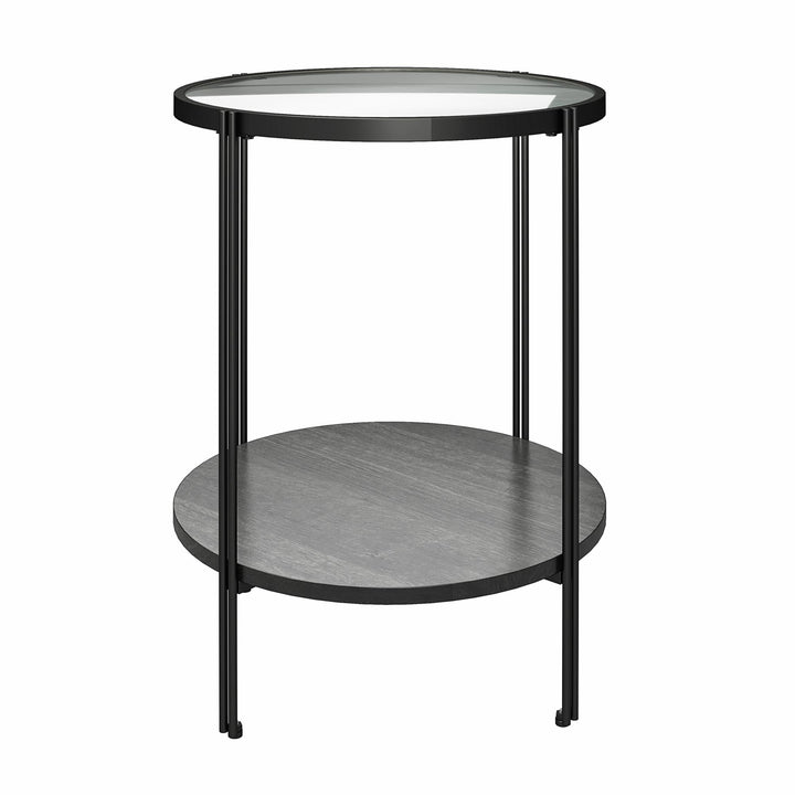 Compact and Easy-to-Assemble Vance Round End Table - Black Oak