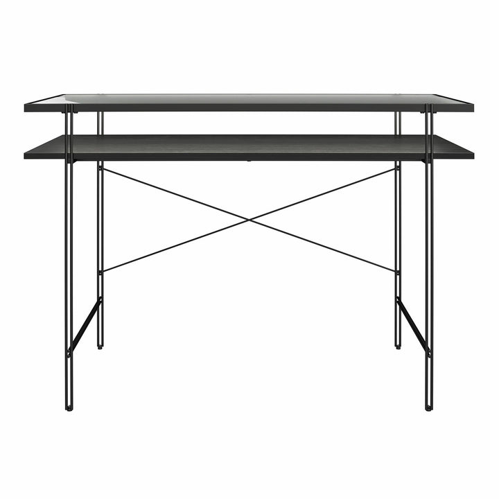 Vance Computer Desk with Woodgrain Finish - Black Oak