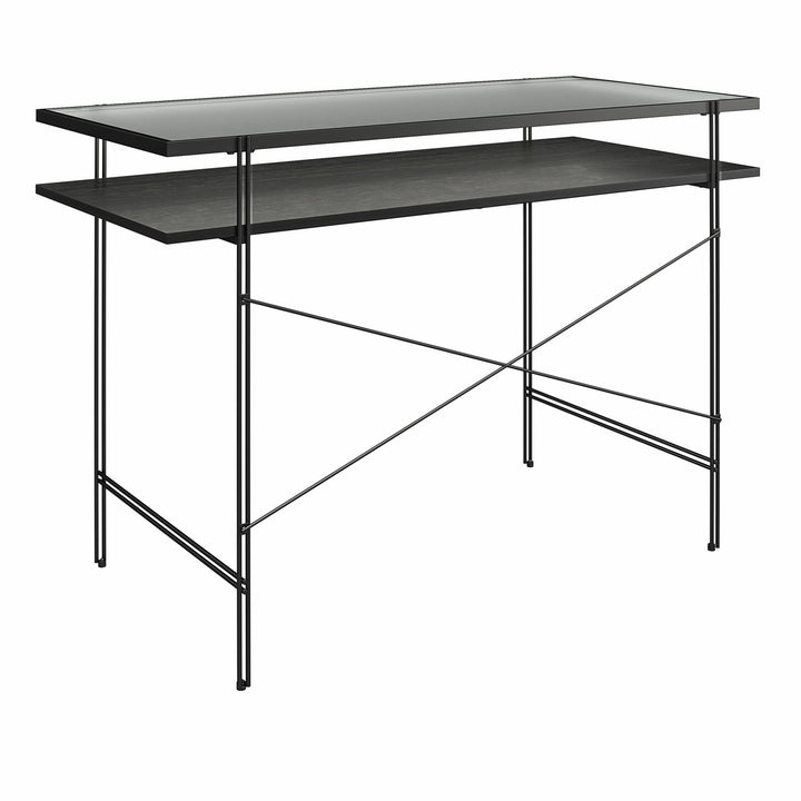 Vance Computer Desk with Woodgrain Finish - Black Oak