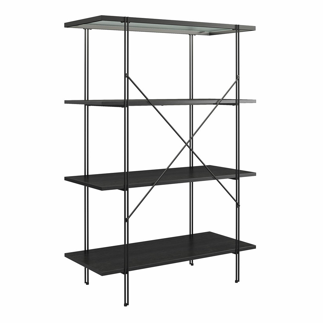 Statement Bookcase with Strong 25 lbs. per Shelf Capacity - Black Oak