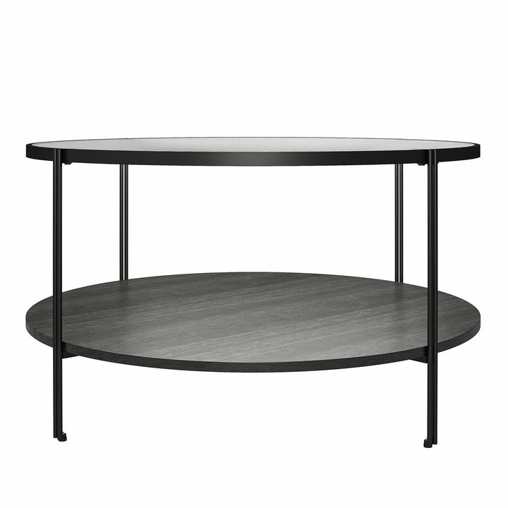 Convenient Flat-Pack Vance Round Coffee Table - Black Oak