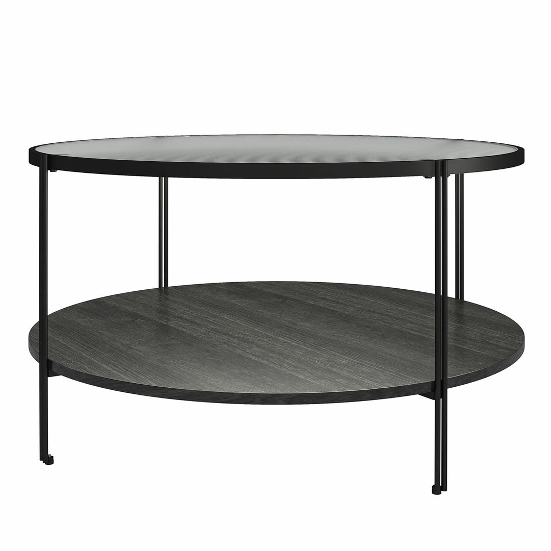 Stylish Coffee Table with Lower Shelf for Storage - Black Oak
