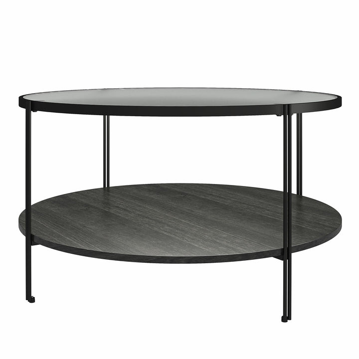 Stylish Coffee Table with Lower Shelf for Storage - Black Oak