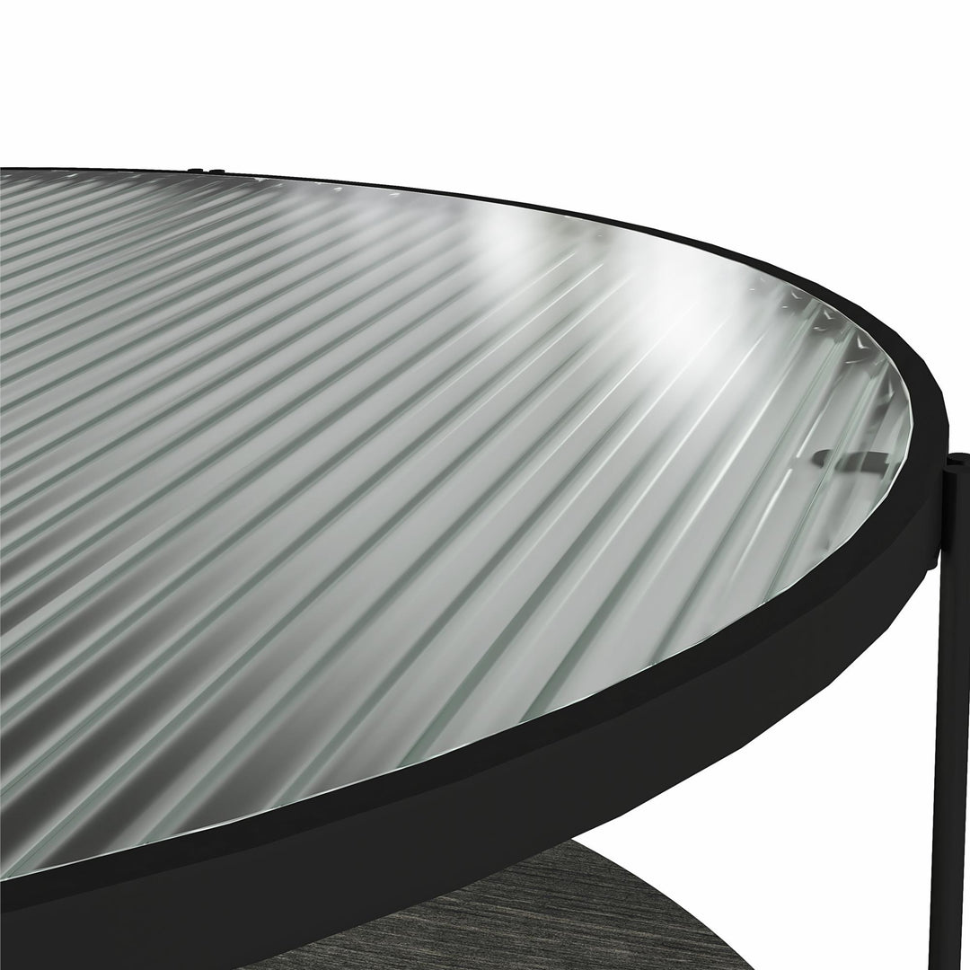 Spacious Round Tabletop for Easy Essentials Access - Black Oak