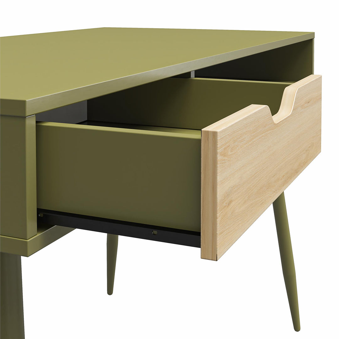 Grafton Writing Desk with Open Cubby and Drawer - Olive Green