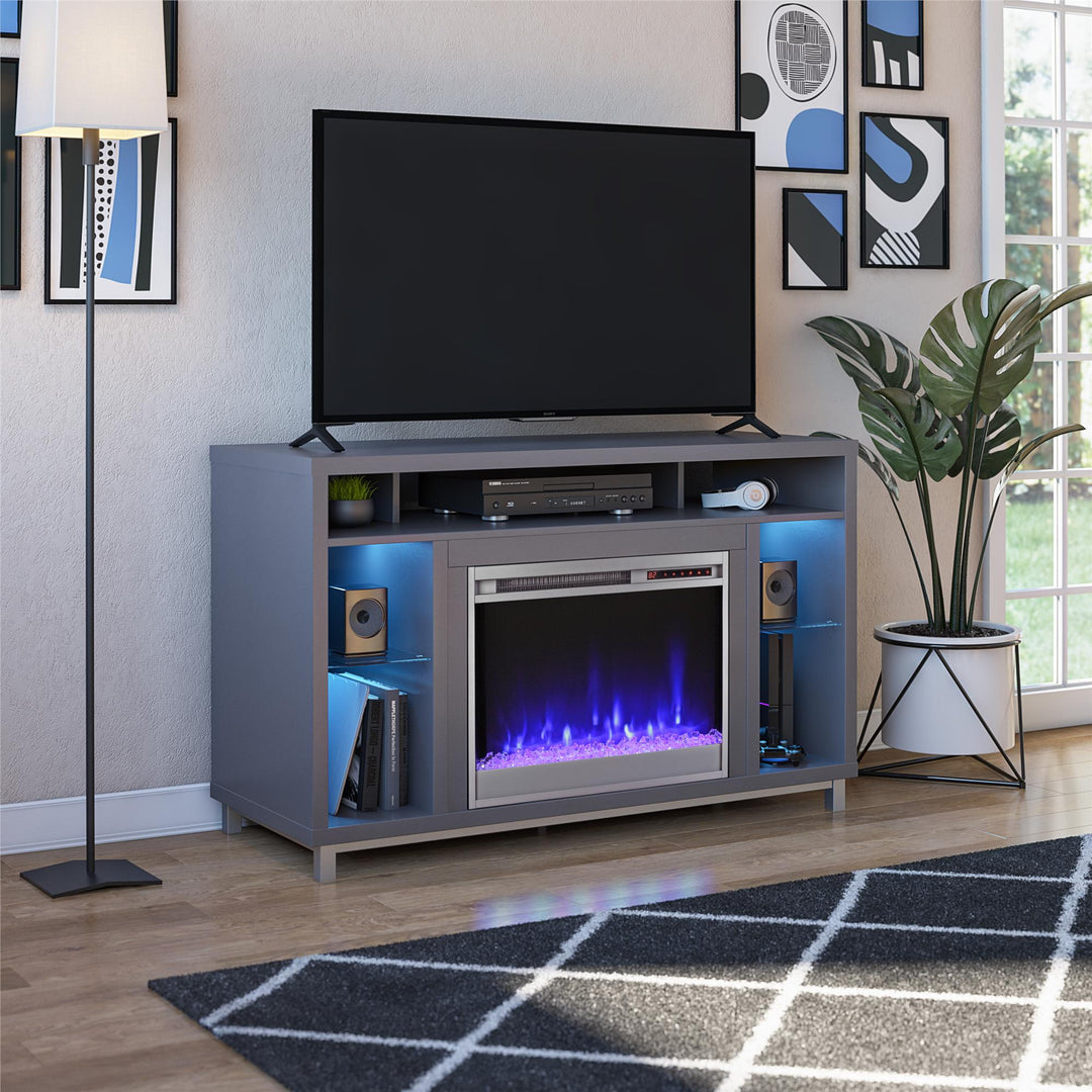 Lumina Fireplace TV Stand for TVs up to 48 Inch with 7 Color LED Lights - Graphite Grey - 46”-50”
