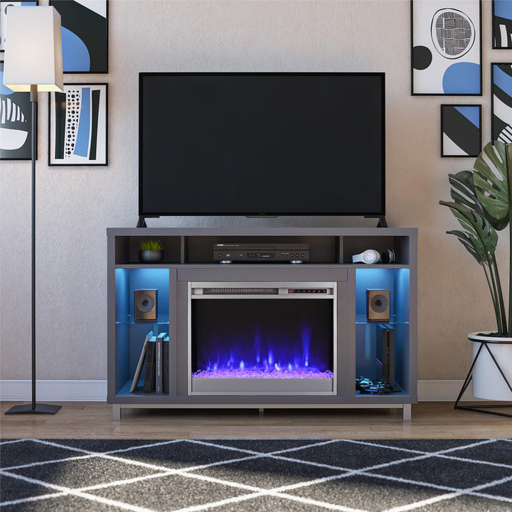 Lumina Fireplace TV Stand for TVs up to 48 Inch with 7 Color LED Lights - Graphite Grey - 46”-50”