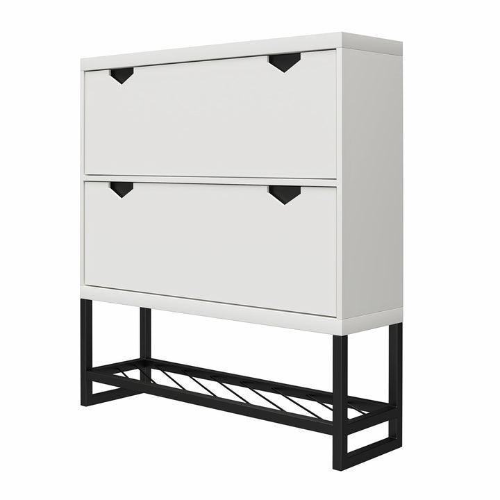 Shoe Storage with Drawers and Shelf -  White