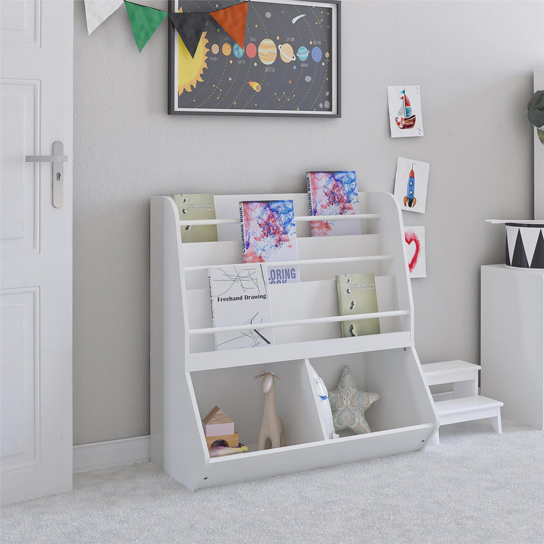 Jocelyn Kids Book and Toy Storage with 3 Shelves and 2 Open Compartments - White