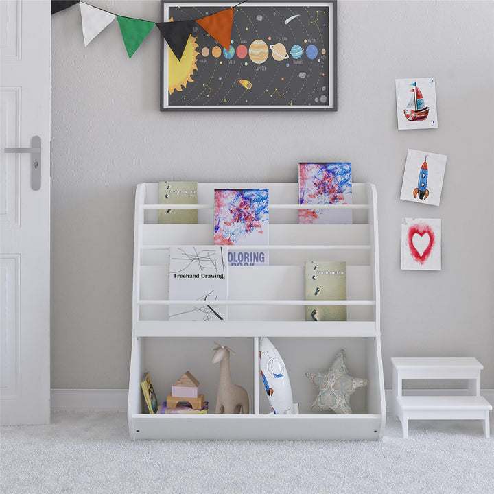 Jocelyn Kids Book and Toy Storage with 3 Shelves and 2 Open Compartments - White