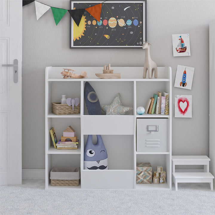Jocelyn Large Toy Storage Bookcase with 8 Open Compartments - White