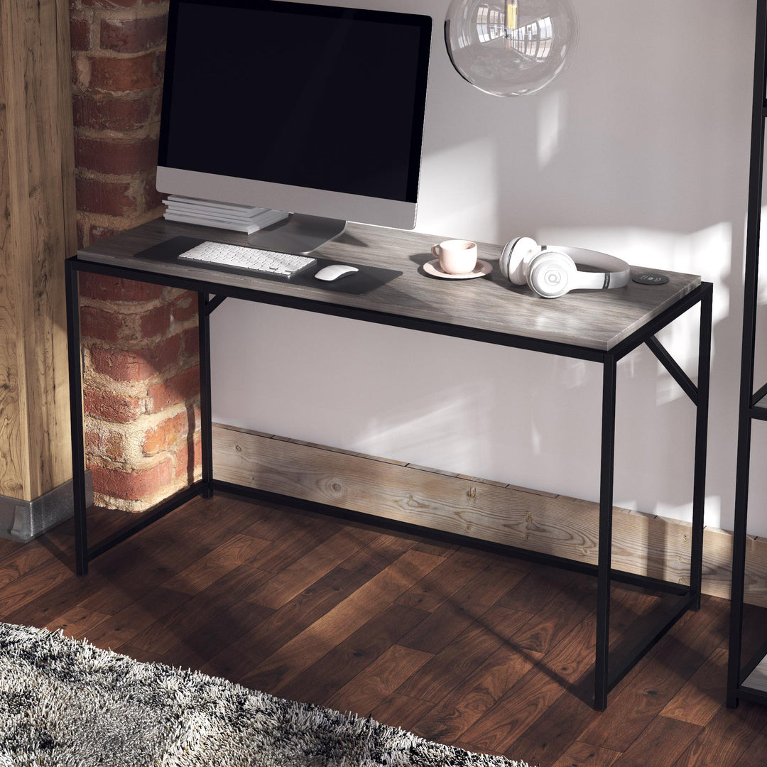 Desk with Built-in Wireless Charger - Gray Oak