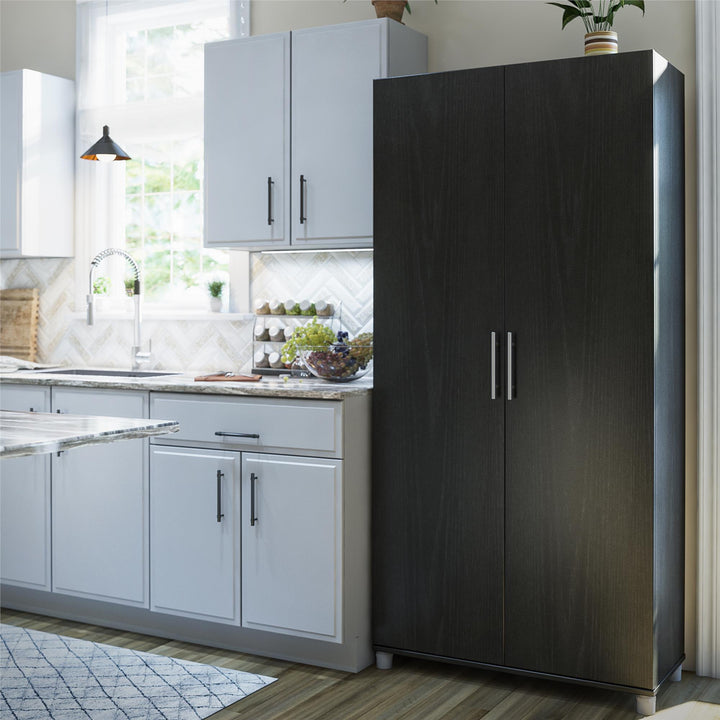 Camberly 36 Inch Utility Storage Cabinet - Black Oak