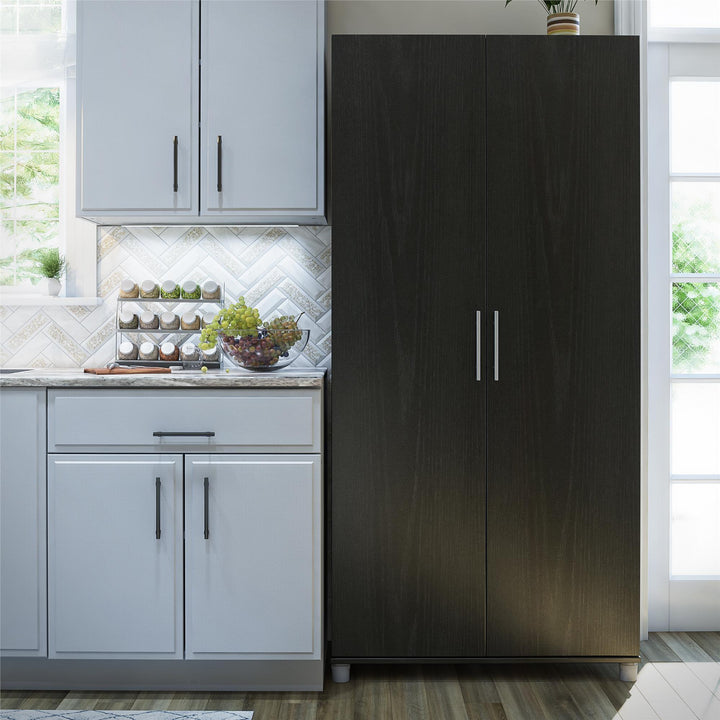 Camberly 36 Inch Utility Storage Cabinet - Black Oak