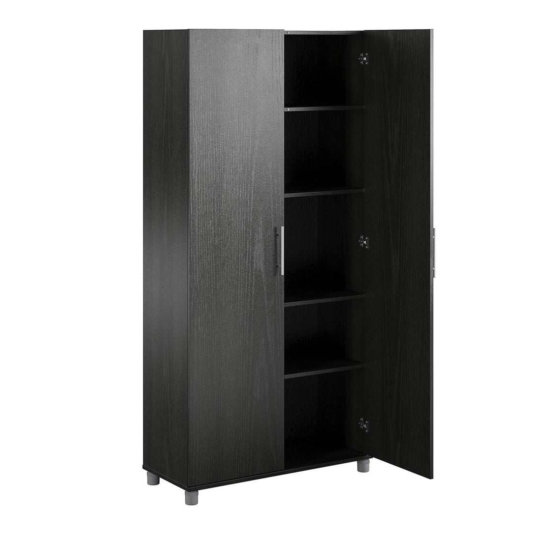 Camberly 36 Inch Utility Storage Cabinet - Black Oak