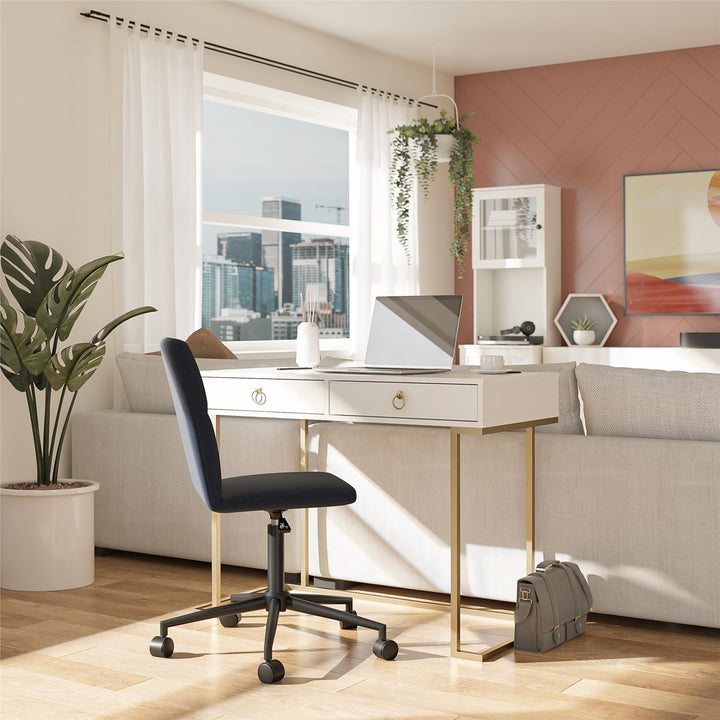 Olten Computer Desk with 2 Drawers and Wireless Charging Spot - White