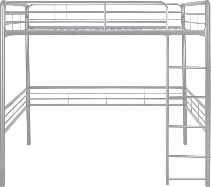Tommy Full Metal Loft Bed with 59 Inches of Under Bed Storage - Silver - Full