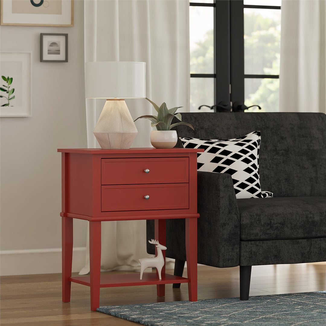 Franklin Accent Table with 2 Drawers - Red