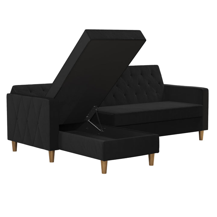Liberty Reversible Sectional/Futon with Storage - Black