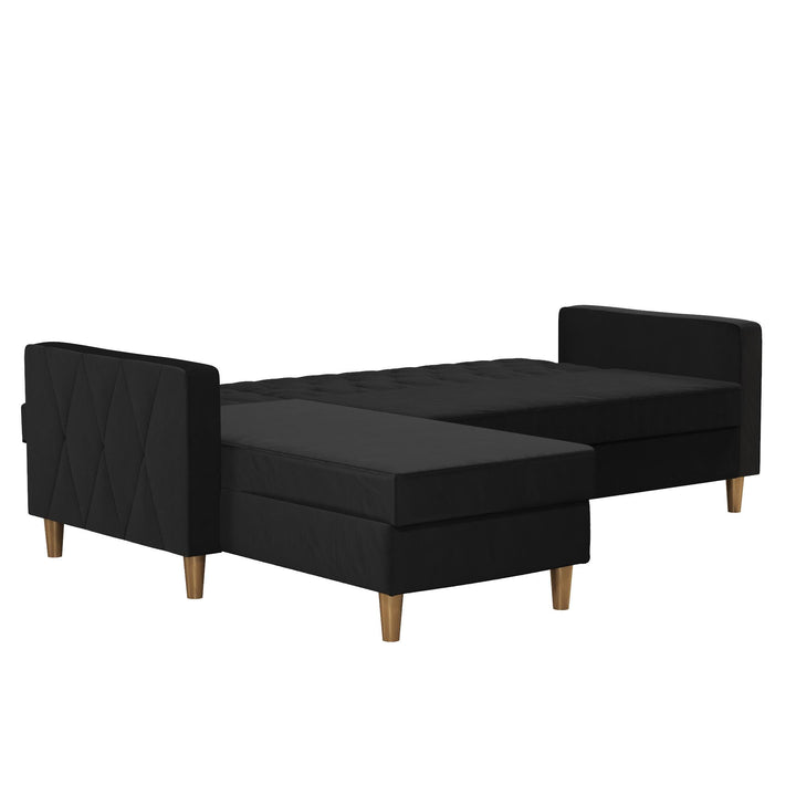 Liberty Reversible Sectional/Futon with Storage - Black