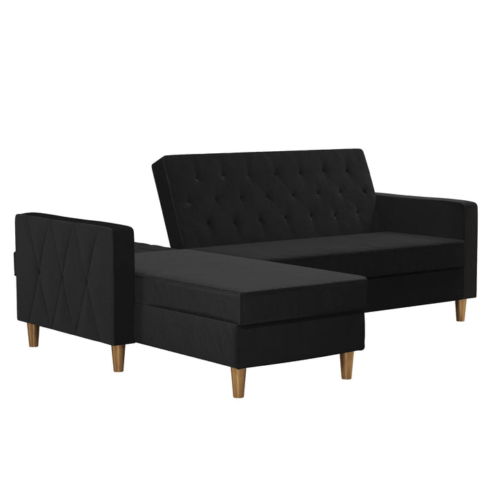 Liberty Reversible Sectional/Futon with Storage - Black
