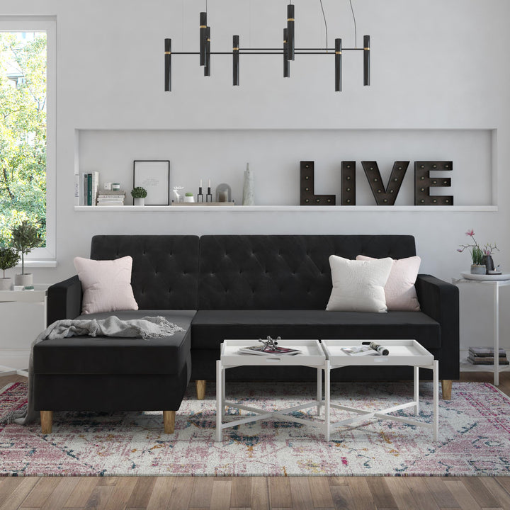 Liberty Reversible Sectional/Futon with Storage - Black