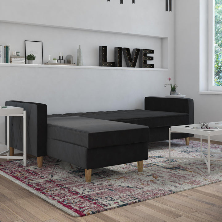 Liberty Reversible Sectional/Futon with Storage - Black