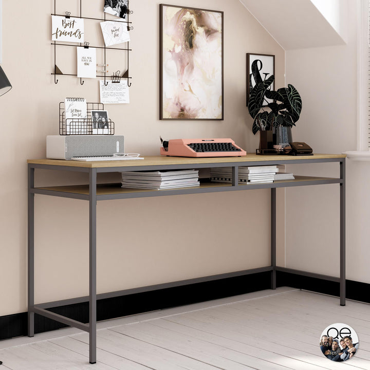 Systembuild Evolution Shadwick Computer Desk, Graphite Gray/Oak - Graphite Grey
