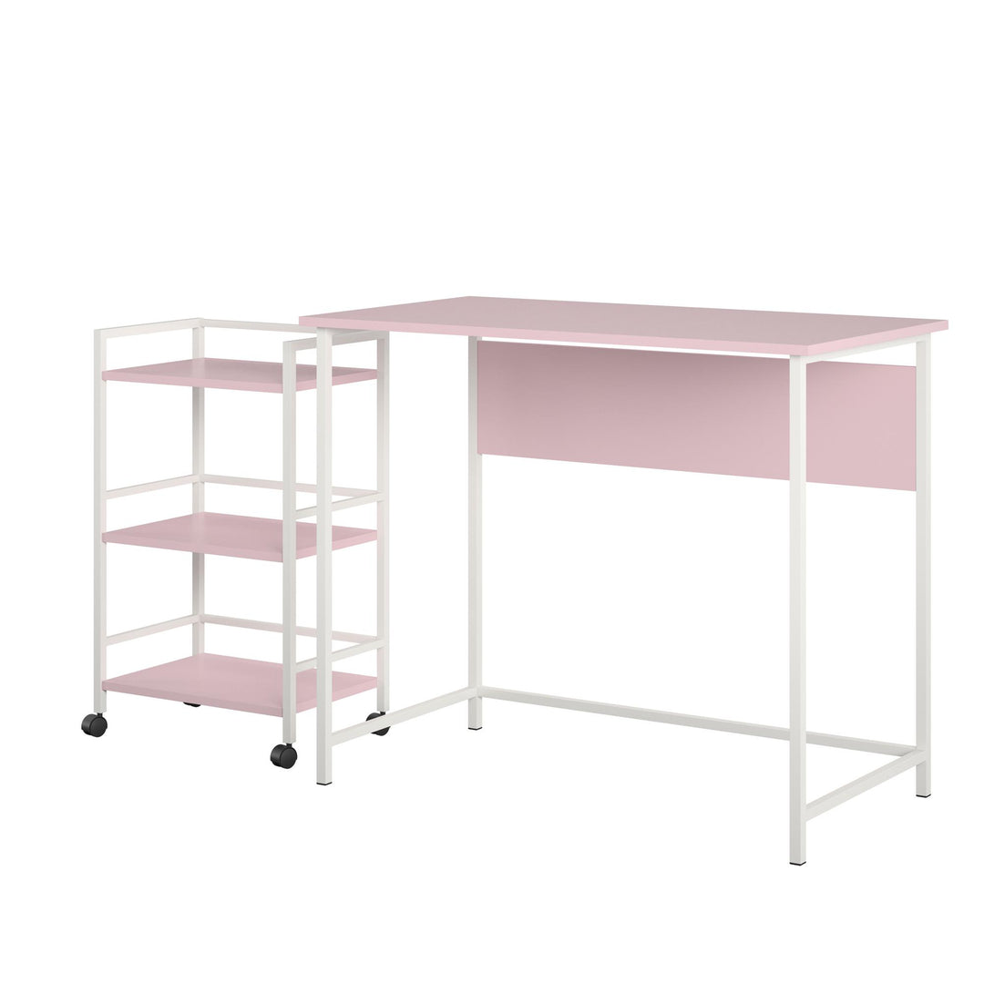Baylor 2 Piece Student Desk with Rolling Storage Cart - Light Pink