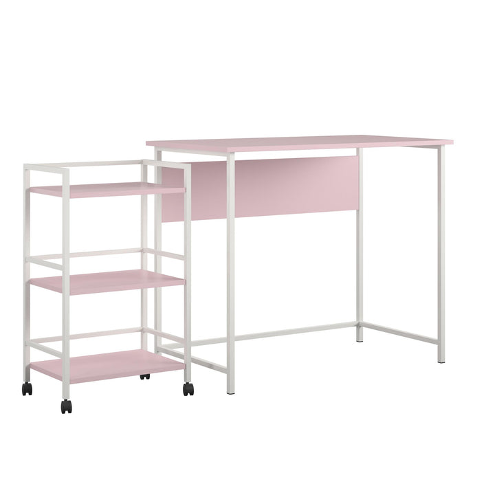Baylor 2 Piece Student Desk with Rolling Storage Cart - Light Pink