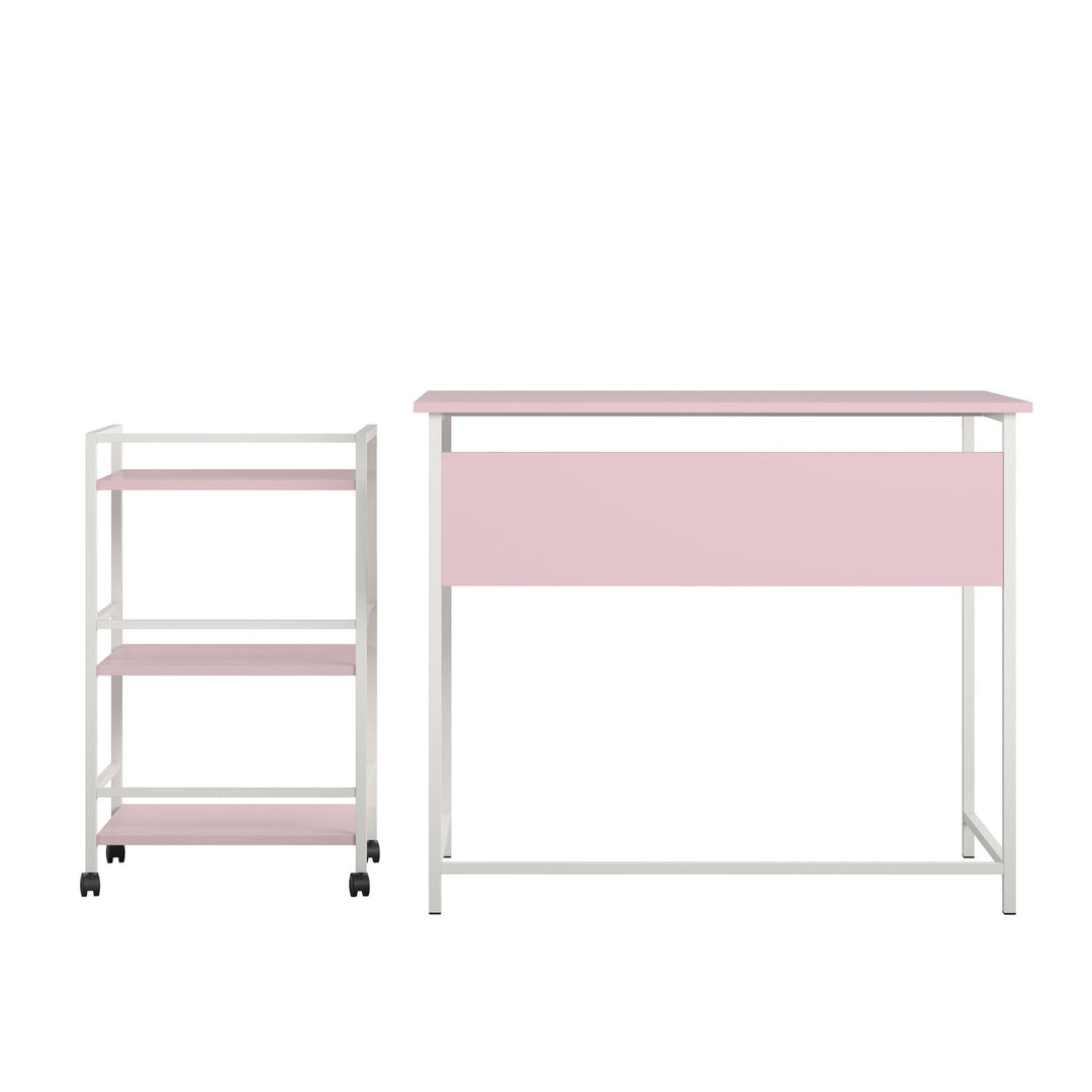 Baylor 2 Piece Student Desk with Rolling Storage Cart - Light Pink